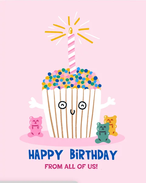 The cover of a GroupCards.io sample birthday card