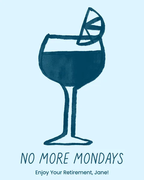 The cover of a GroupTogether sample retirement card, "No more Mondays"